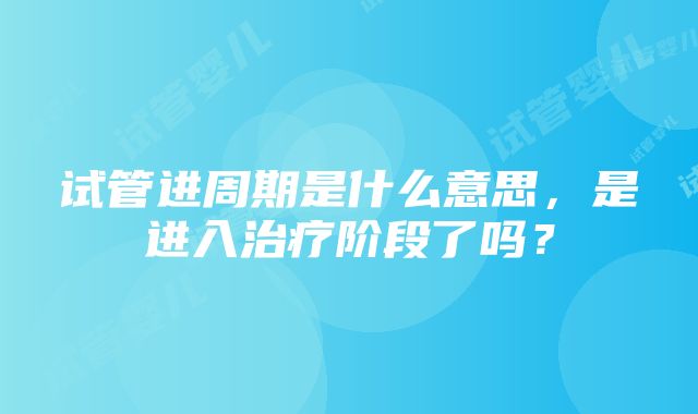 试管进周期是什么意思，是进入治疗阶段了吗？