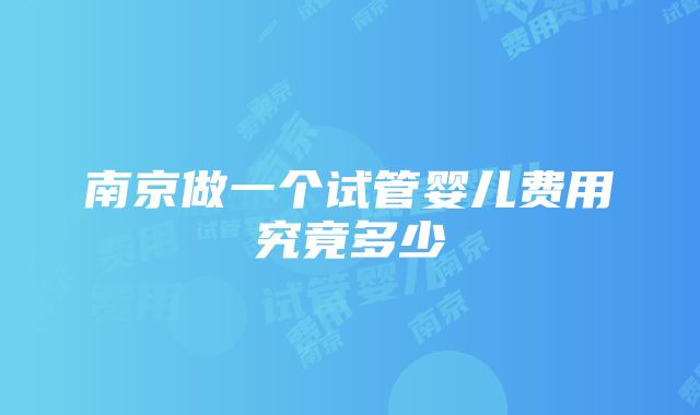 南京做一个试管婴儿费用究竟多少