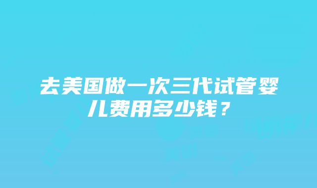 去美国做一次三代试管婴儿费用多少钱？