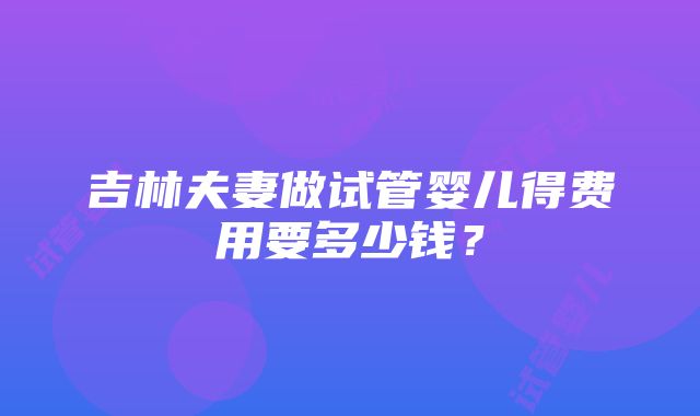 吉林夫妻做试管婴儿得费用要多少钱？