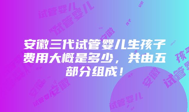 安徽三代试管婴儿生孩子费用大概是多少，共由五部分组成！