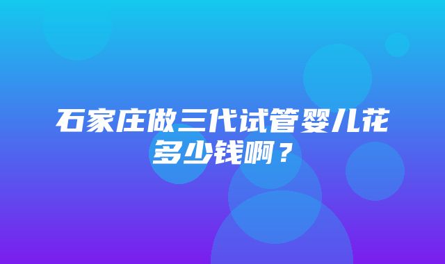 石家庄做三代试管婴儿花多少钱啊？