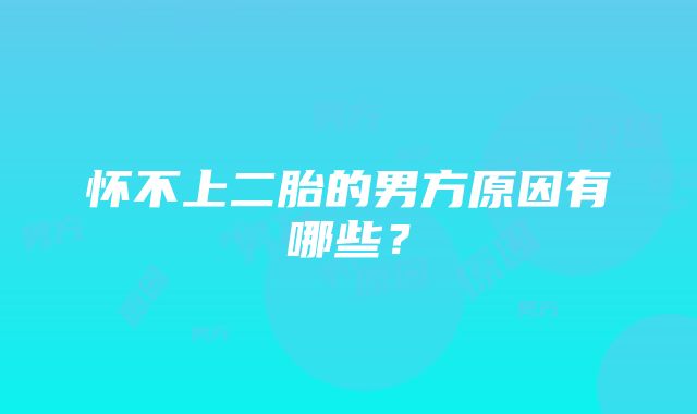 怀不上二胎的男方原因有哪些？