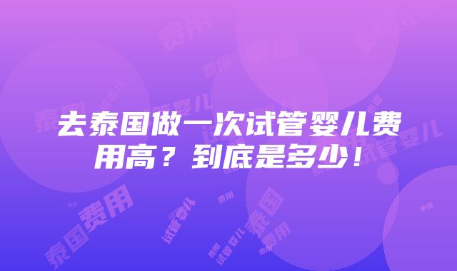 去泰国做一次试管婴儿费用高？到底是多少！