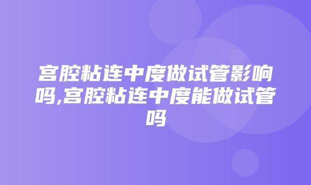 宫腔粘连中度做试管影响吗,宫腔粘连中度能做试管吗