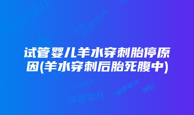 试管婴儿羊水穿刺胎停原因(羊水穿刺后胎死腹中)