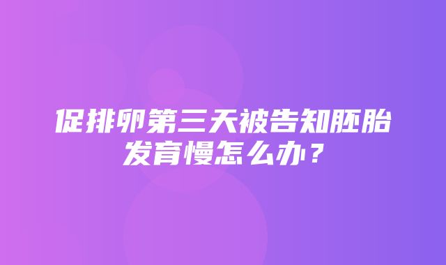 促排卵第三天被告知胚胎发育慢怎么办？