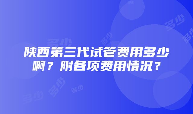 陕西第三代试管费用多少啊？附各项费用情况？