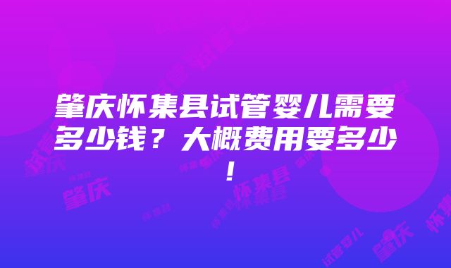 肇庆怀集县试管婴儿需要多少钱？大概费用要多少！