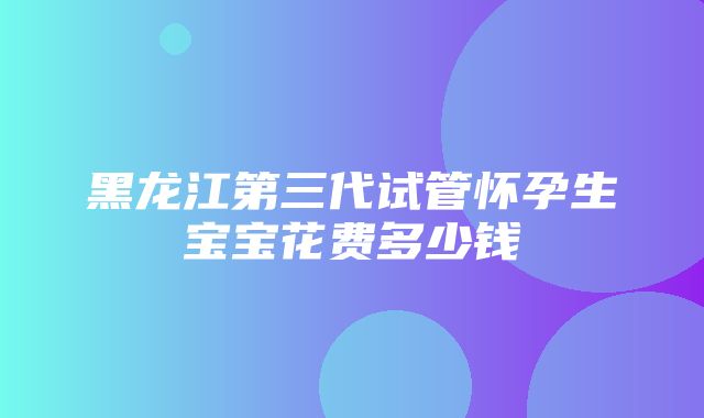 黑龙江第三代试管怀孕生宝宝花费多少钱