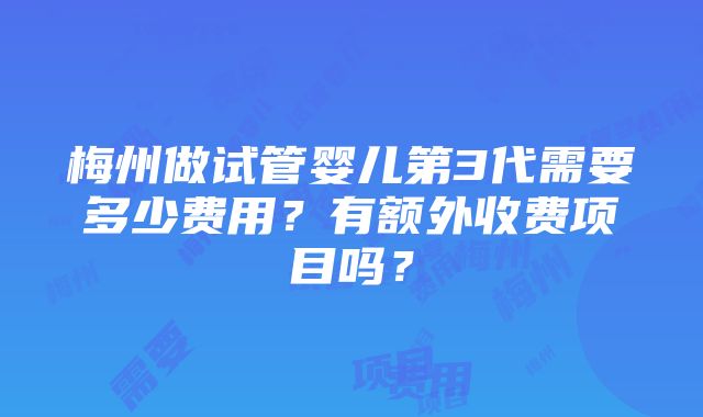 梅州做试管婴儿第3代需要多少费用？有额外收费项目吗？