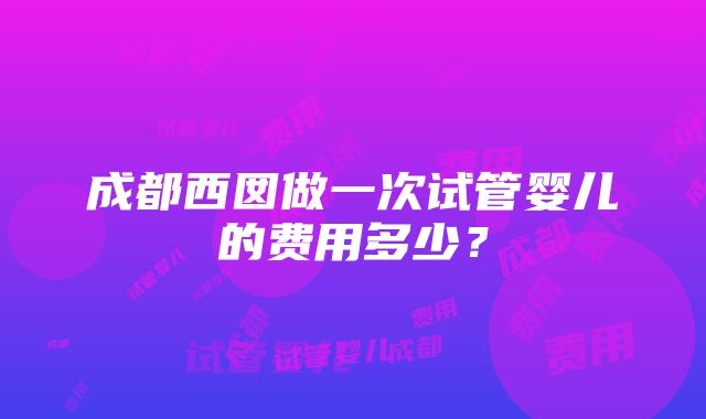 成都西囡做一次试管婴儿的费用多少？