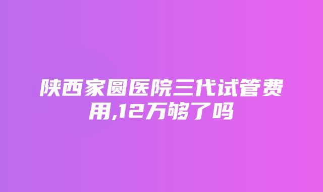 陕西家圆医院三代试管费用,12万够了吗