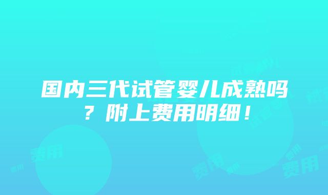 国内三代试管婴儿成熟吗？附上费用明细！