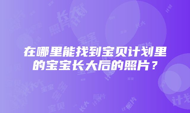 在哪里能找到宝贝计划里的宝宝长大后的照片？