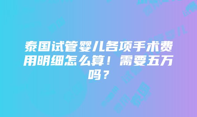 泰国试管婴儿各项手术费用明细怎么算！需要五万吗？