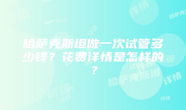 哈萨克斯坦做一次试管多少钱？花费详情是怎样的？