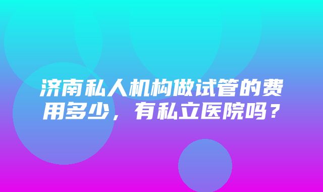 济南私人机构做试管的费用多少，有私立医院吗？