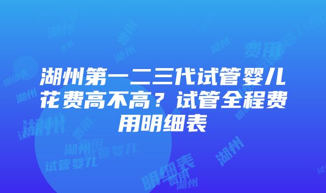 湖州第一二三代试管婴儿花费高不高？试管全程费用明细表