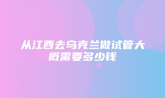 从江西去乌克兰做试管大概需要多少钱