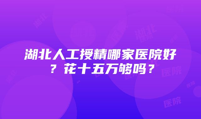 湖北人工授精哪家医院好？花十五万够吗？