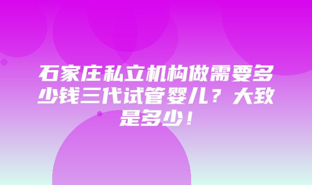 石家庄私立机构做需要多少钱三代试管婴儿？大致是多少！