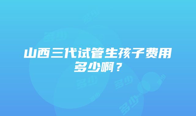 山西三代试管生孩子费用多少啊？