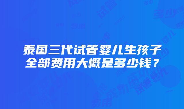 泰国三代试管婴儿生孩子全部费用大概是多少钱？