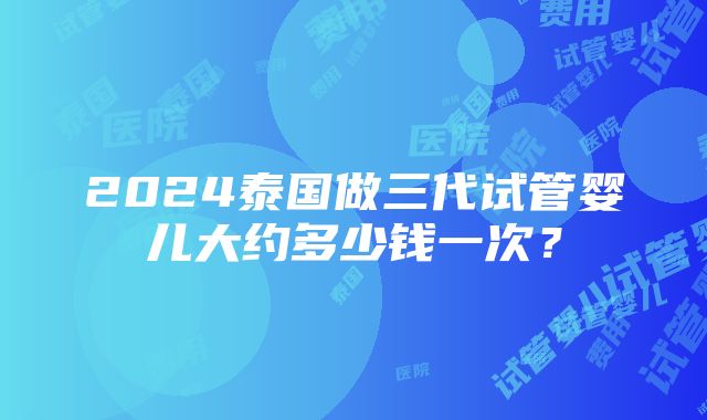 2024泰国做三代试管婴儿大约多少钱一次？