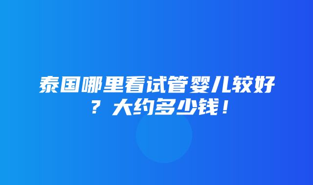 泰国哪里看试管婴儿较好？大约多少钱！