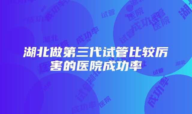 湖北做第三代试管比较厉害的医院成功率