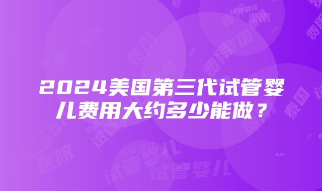 2024美国第三代试管婴儿费用大约多少能做？