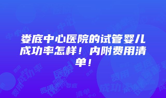 娄底中心医院的试管婴儿成功率怎样！内附费用清单！