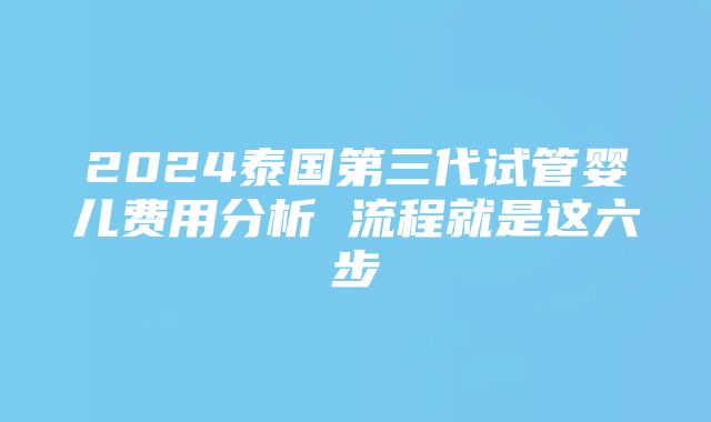 2024泰国第三代试管婴儿费用分析 流程就是这六步