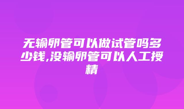 无输卵管可以做试管吗多少钱,没输卵管可以人工授精