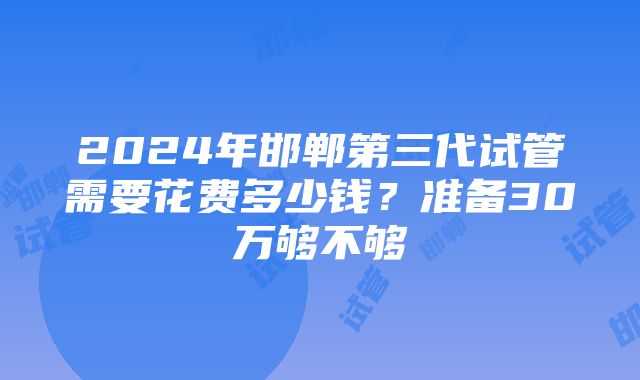 2024年邯郸第三代试管需要花费多少钱？准备30万够不够