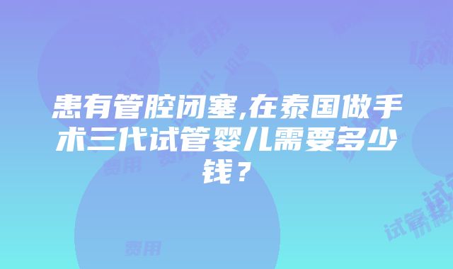 患有管腔闭塞,在泰国做手术三代试管婴儿需要多少钱？