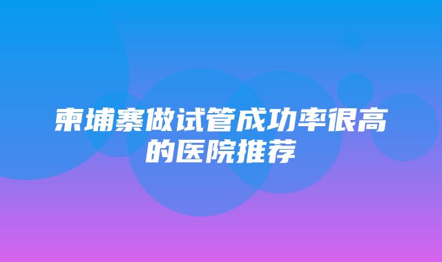 柬埔寨做试管成功率很高的医院推荐