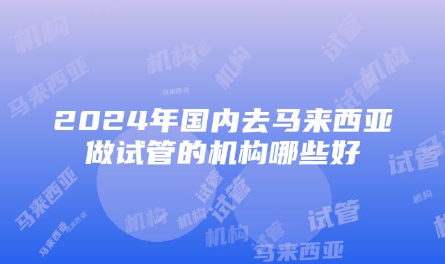 2024年国内去马来西亚做试管的机构哪些好