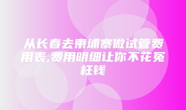 从长春去柬埔寨做试管费用表,费用明细让你不花冤枉钱