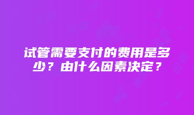 试管需要支付的费用是多少？由什么因素决定？