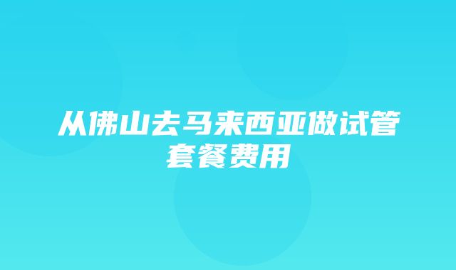 从佛山去马来西亚做试管套餐费用