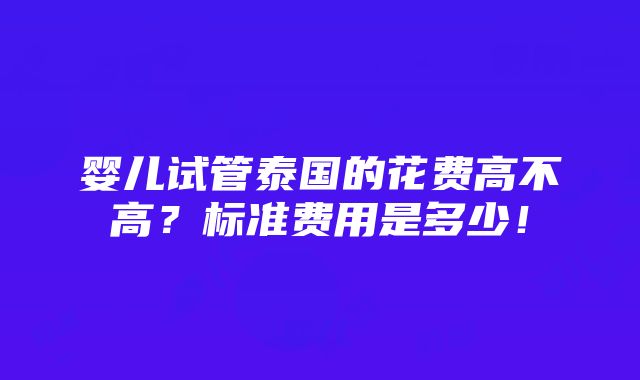 婴儿试管泰国的花费高不高？标准费用是多少！