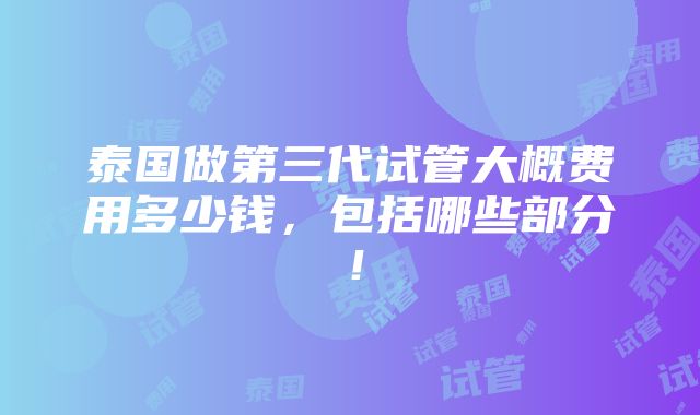 泰国做第三代试管大概费用多少钱，包括哪些部分！