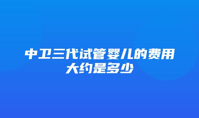 中卫三代试管婴儿的费用大约是多少