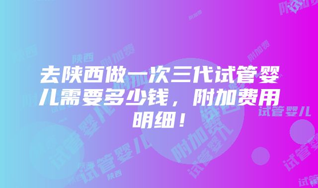 去陕西做一次三代试管婴儿需要多少钱，附加费用明细！