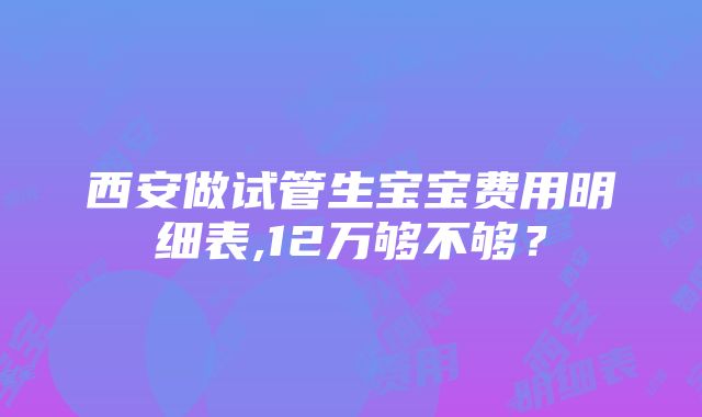 西安做试管生宝宝费用明细表,12万够不够？