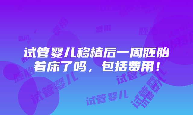 试管婴儿移植后一周胚胎着床了吗，包括费用！