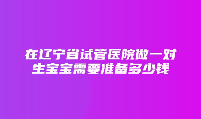 在辽宁省试管医院做一对生宝宝需要准备多少钱