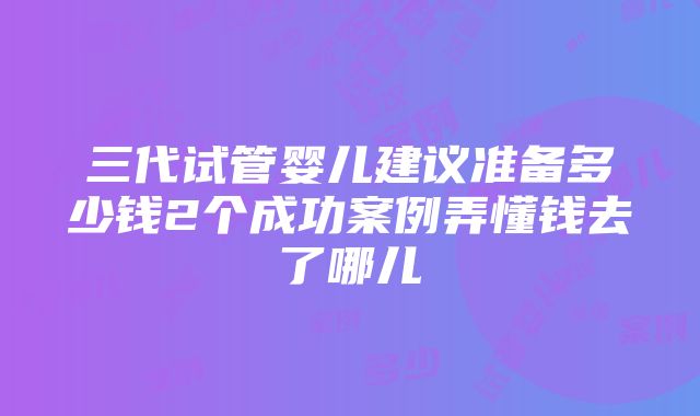 三代试管婴儿建议准备多少钱2个成功案例弄懂钱去了哪儿